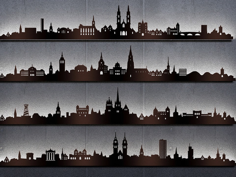 European-style urban silhouette ornaments