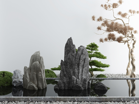 New Chinese Pine Mountain Stone Waterscape Sick