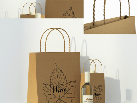 Modern Wine Bottle Kraft Paper Bag