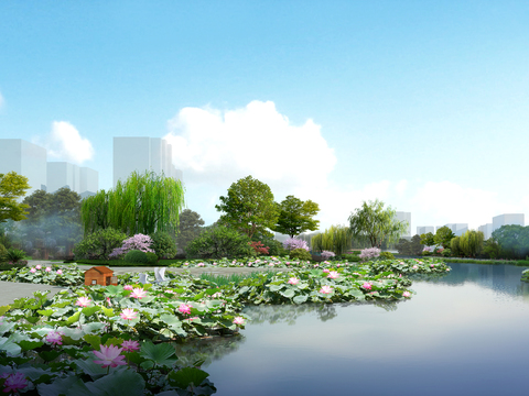 Modern Wetland Park Garden psd