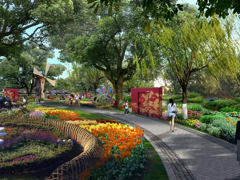 Modern Flower Park Landscape psd