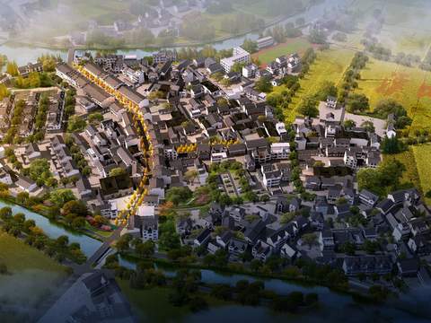 new chinese residential building bird's eye view psd