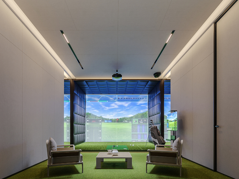 Modern indoor golf game room