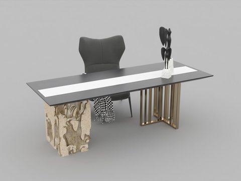 Modern Affordable Luxury Style Solid Wood Stainless Steel Desk Free