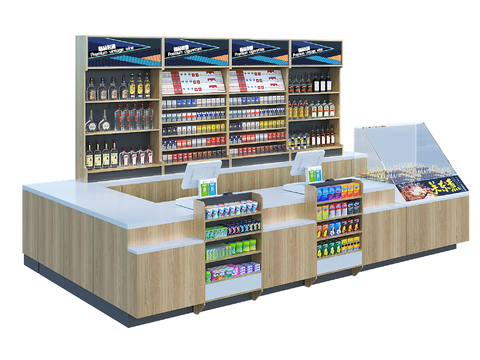 Modern Convenience Store Shelf Cashier