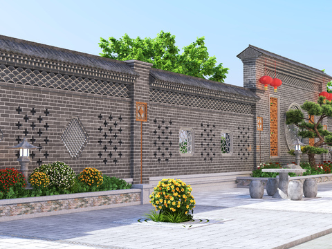 New Chinese Park Courtyard Wall