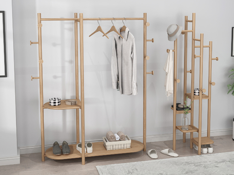 Nordic Solid Wood Clothes Hanger Coat Rack