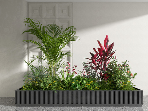 modern green plant potted flower bed