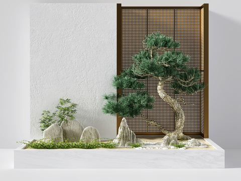 New Chinese-style rockery pine sketch