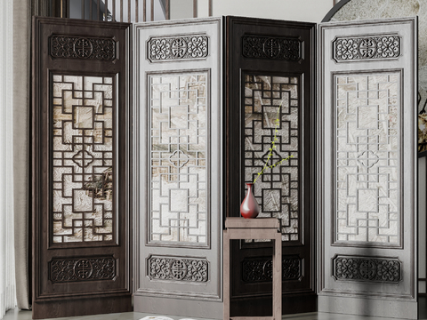 Chinese solid wood screen partition