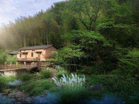 Neo-Chinese Style rural residential building appearance psd