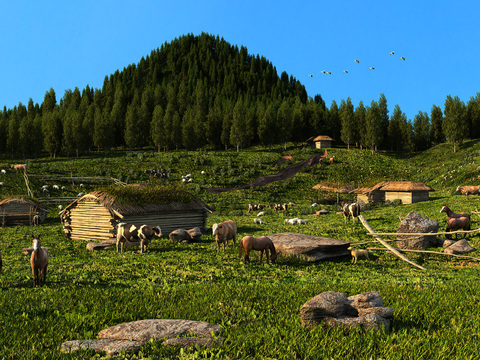 Natural wind grassland pasture