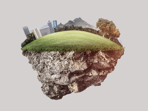 three-dimensional urban grassland psd