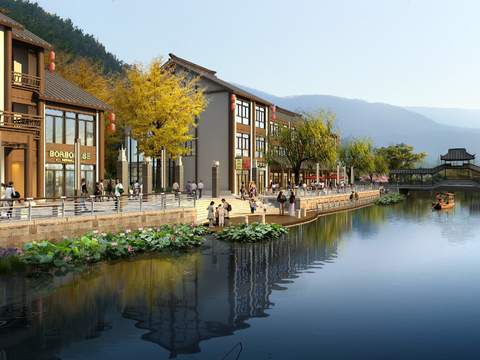 modern riverside commercial street landscape psd