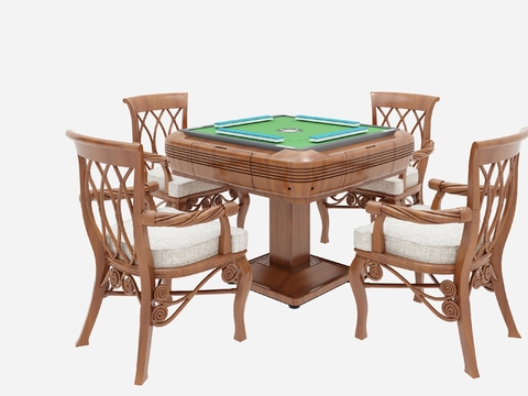 Jane European Solid Wood Mahjong Tables and Chairs