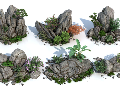 New Chinese-style rockery sketch