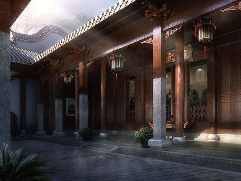 Chinese ancient architecture temple psd