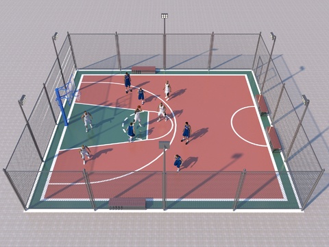 Modern outdoor basketball court