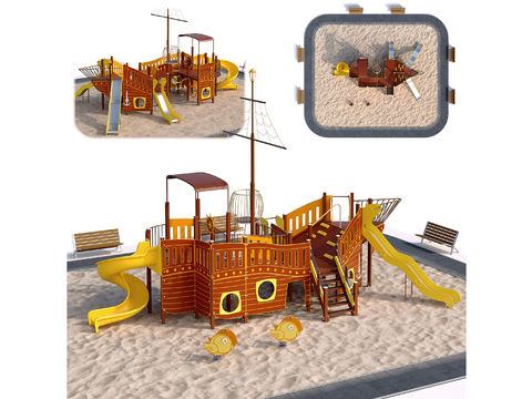 Modern children's slide sand pool