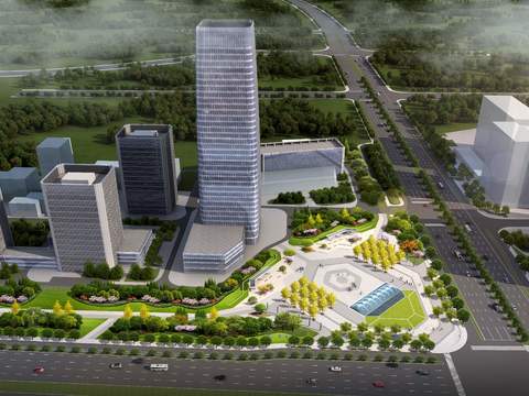 Appearance of high-rise office building psd