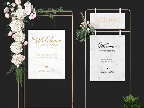 Modern Wedding Floriculture Poster Signs