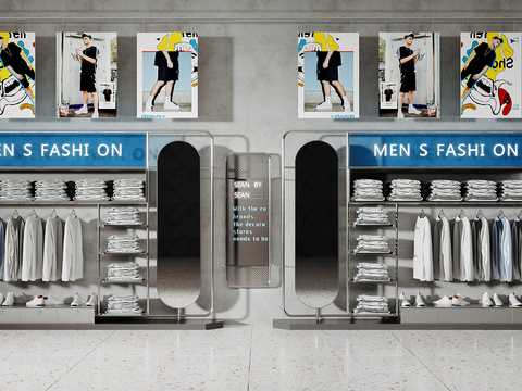 Modern Men's Clothing Store Clothes Shelf