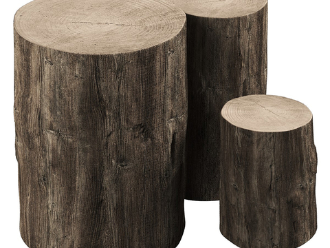 Wooden pier, wooden stump, wooden round, several sides, several