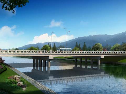 modern corridor bridge trestle lakeside landscape psd