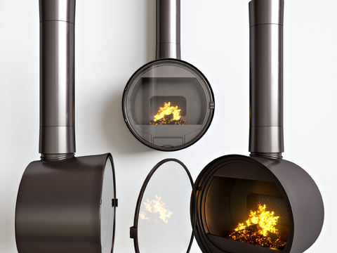 Industrial wind hanging fireplace