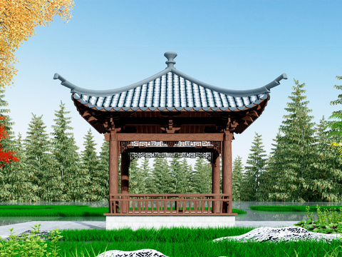 Neo-Chinese Style Four Corner Pavilion