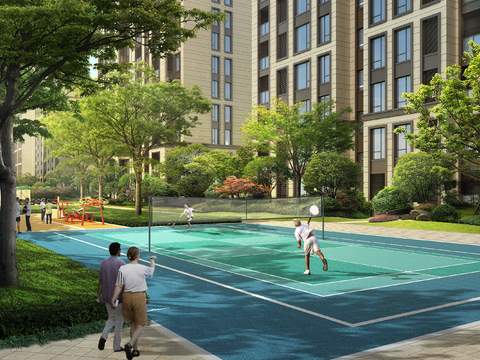 modern community badminton court landscape psd