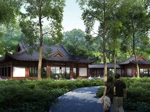 Neo-Chinese Style Chinese Ancient Architecture appearance psd