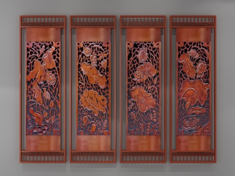 New Chinese-style Log Carved Hanging Screen