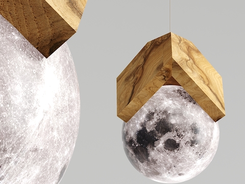 Nordic Solid Wood Moon Pendant