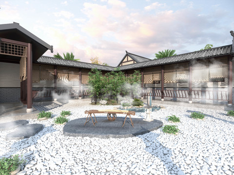 Chinese courtyard garden landscape