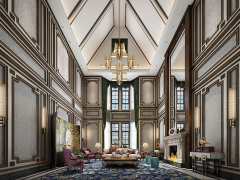 European classical villa living room