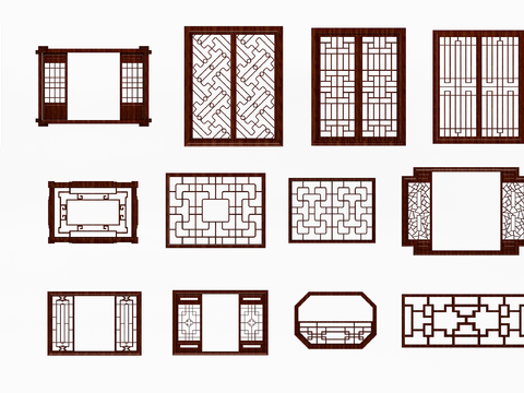 Chinese solid wood lattice screen