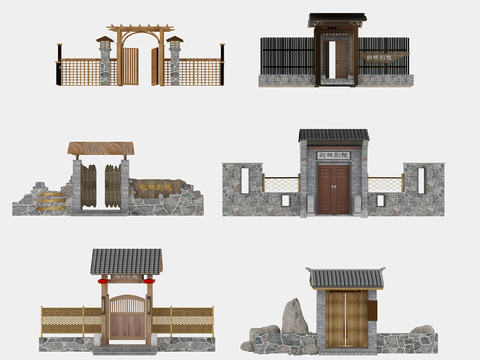 New Chinese-style country house courtyard wall