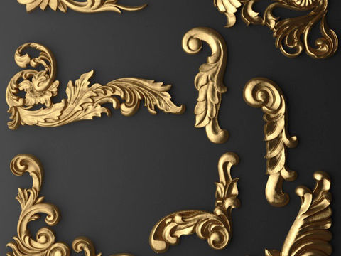 European-style Affordable Luxury Style Gold Carved Corner Line Free