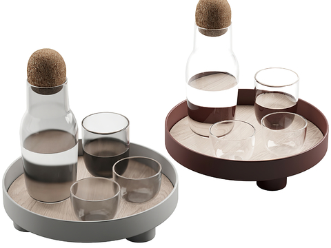 Modern glass bottle water cup tray