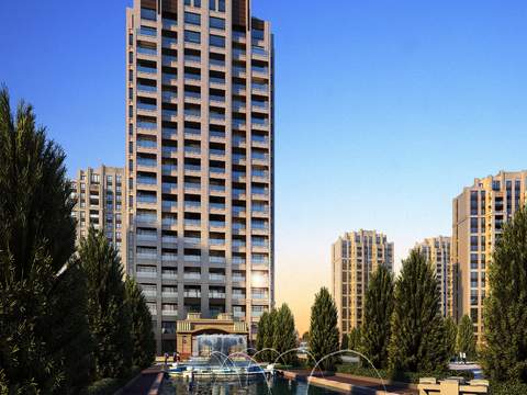 modern high-rise residential building building appearance psd