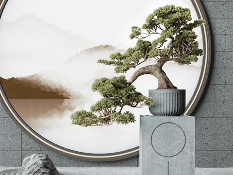 Neo-Chinese Style Welcome Pine Bonsai