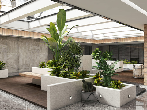 Modern indoor office garden landscape