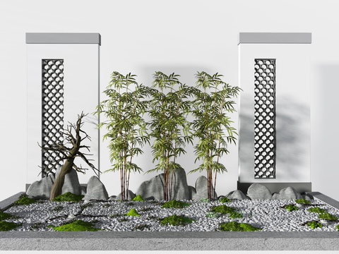 New Chinese bamboo rockery sketch