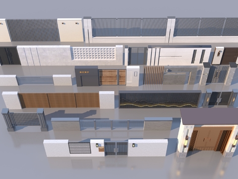 courtyard wall enclosure courtyard door d model