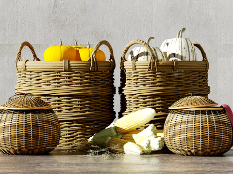 Nordic Pumpkin Corn Rattan Storage Crate