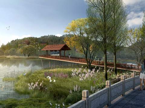 modern river wetland park landscape psd