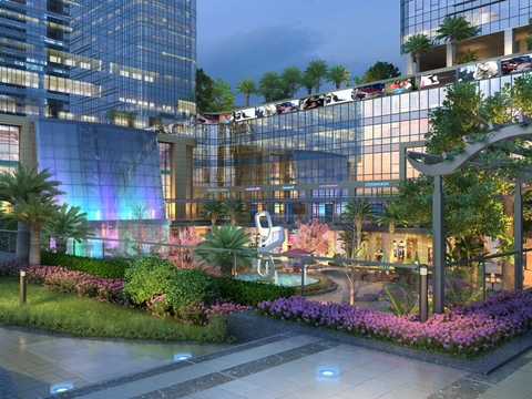 Modern Commercial Plaza Atrium Landscape