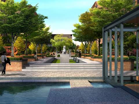 modern courtyard park landscape psd