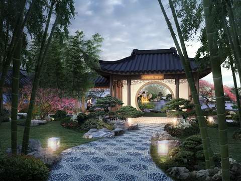 New Chinese Garden Landscape psd